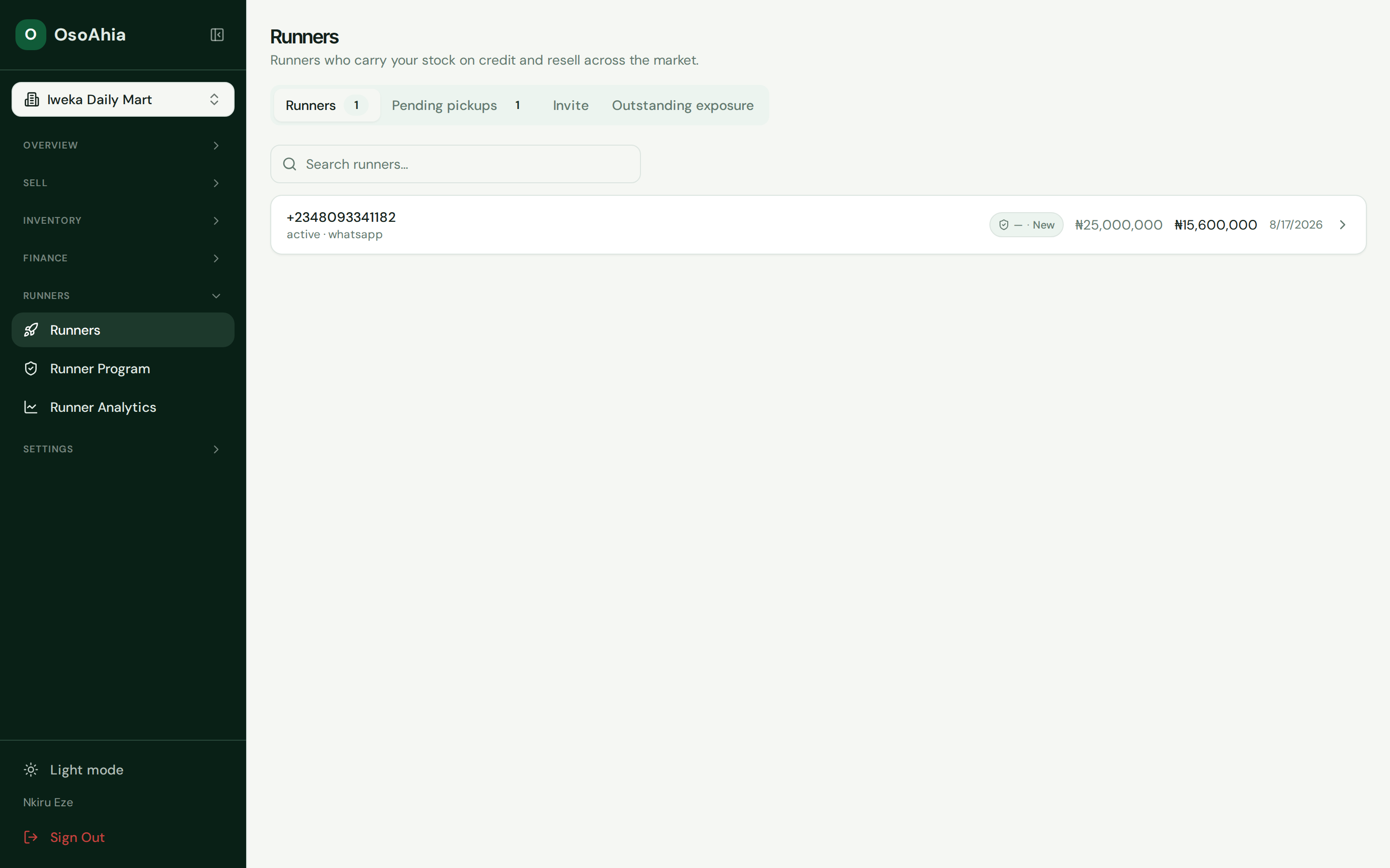 Runner list and store links.